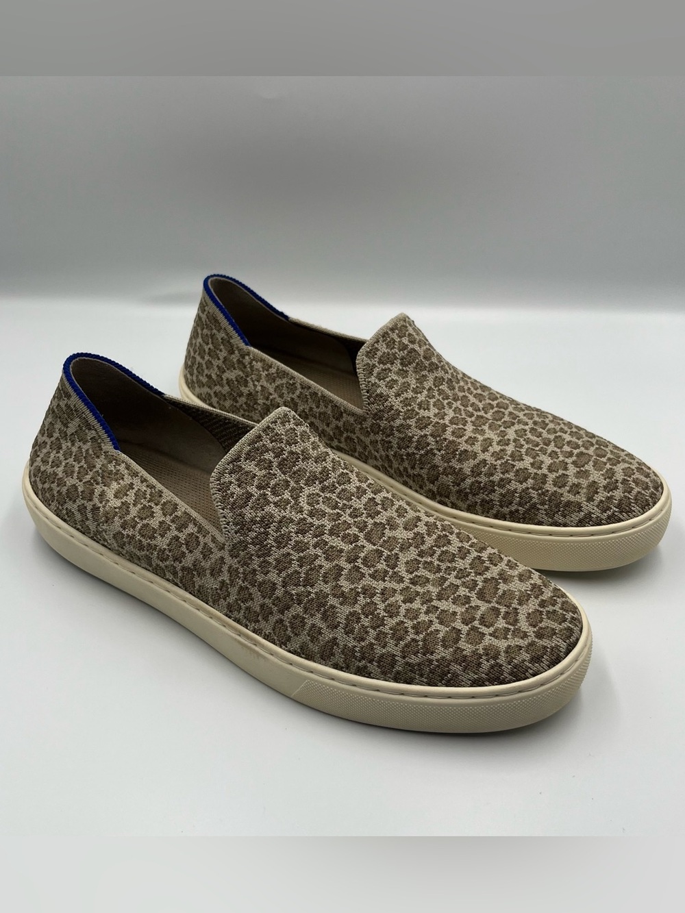 ROTHY’S The Sneaker Slip On Animal Print Pebble Spot Tan 10.5
